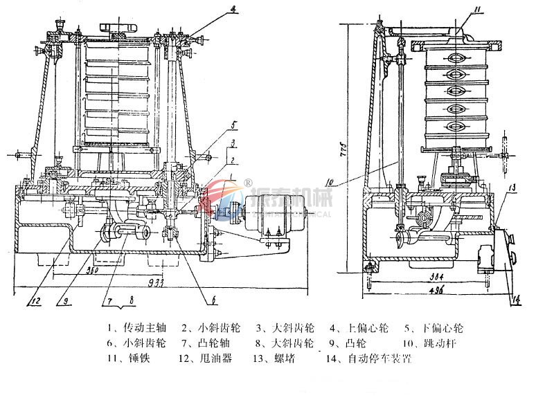 拍擊篩結構圖